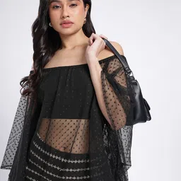 SZN Polka Dotted Off-Shoulder Kimono Sleeve Kaftan Top-picture-43