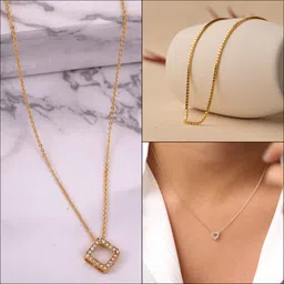 Boghra Sales Set Of 3 Gold-Plated Alloy American Diamond Chain-image-69