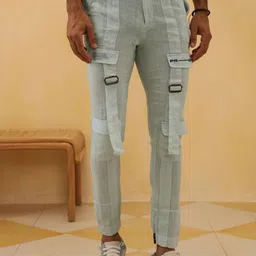 PRIMAL GRAY Men Relaxed Fit Mid-Rise Cotton Cargos-image-53