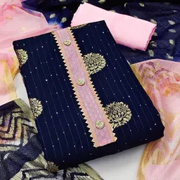 HERE&NOW Floral Jacquard Woven Design Sequinned Unstitched Dress Material-image-94