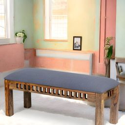 Ikiriya Grey & Brown Wood Accent 3 Seater Bench-image-48