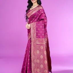 RICH & ROMAN Woven Design Zari Pure Silk Banarasi Saree image 2