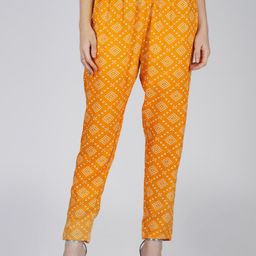 Vastraa Fusion Women Bandhani Printed Straight Fit Trousers-image-25