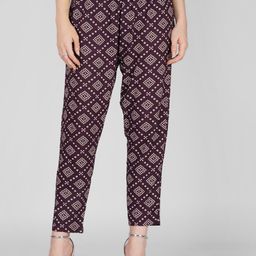 Vastraa Fusion Women Bandhani Printed Straight Fit Trousers-image-60