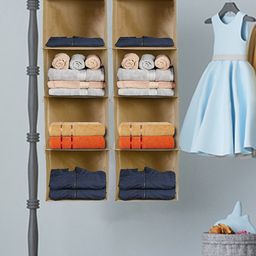 Kuber Industries Brown 2-Pieces Hanging 4 Shelves Foldable Wardrobe Organisers-3
