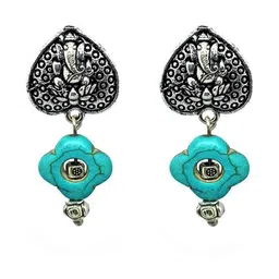 Gurjari Jewellers Heart Ganesh Tops with Turquoise Earring-image-51