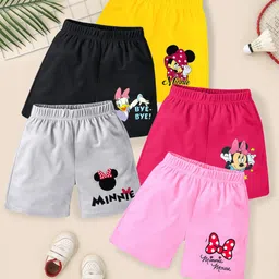 YK Disney Girls Pack Of 5 Humour and Comic Printed Minnie & Daisy Shorts-37