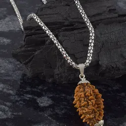 ADMIER Unisex Silver-Plated 2 Mukhi Rudraksha Beaded Pendant with Chain-picture-29