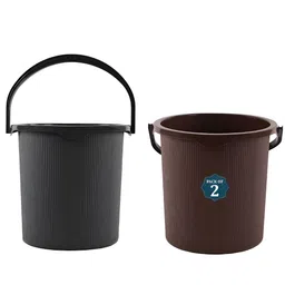 Aura Brown & Grey 2 Pieces Textured Bath Bucket 25L-0