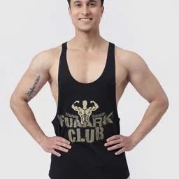FUAARK Club Gym & Workout Pure Cotton Vest For Men Club Stringer Black-S-image-39