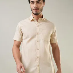 TIM PARIS Standard Spread Collar Cotton Linen Casual Shirt-picture-38