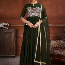 flaher Women Embroidered Fit & Flared A-Line Maxi Ethnic Dresses-image-54