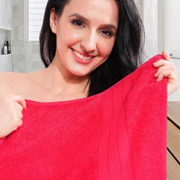 HotGown Red Cotton 600 GSM Bath Towel-7