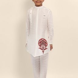DEVOILER Boys Embroidered Khadi Kurta-45