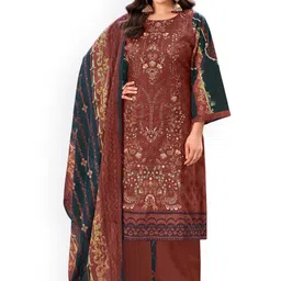 DRAVINAM Trends Floral Embroidered Thread Work Unstitched Dress Material-image-82