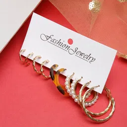 YouBella Set Of 5 Gold-Plated Hoop Earrings-image-77