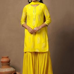 Moda Rapido Women Ethnic Motifs Printed Regular Kurta with Sharara With Dupatta Kurta Sets-picture-26