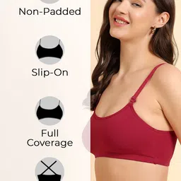 KOMLI Non Padded Non-Wired Full Coverage Bralette Bra image 3