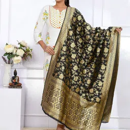 Kesarya Ethnic Motifs Woven Design Pure Silk Dupatta with Zari-22