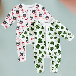 Kidbea Infants Pack Of 2 Printed Pure Organic Cotton Rompers-50