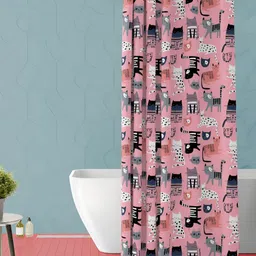 ArtzFolio Pink & Black Printed Waterproof Shower Curtain-image-101
