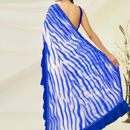 limtd Tie and Dye Pure Georgette Block Print Saree image 4