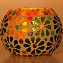 Somil Vibrant Multicolor Glass Candle Holder Size-8.5 X 8.5 X 7 Cm Pack OF 1-picture-15