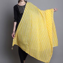 SOUNDARYA Leheriya Printed Gotta Patti Chiffon Dupatta-image-48
