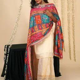 TEEJH Ethnic Motifs Printed Dupatta With Mirror Work-27