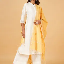 RANGMANCH BY PANTALOONS Ethnic Motifs Embroidered Sequinned Silk Dupatta-image-13