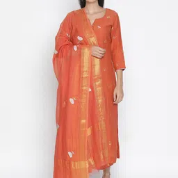 SHINGORA Women Orange & White Embroidered Dupatta-19