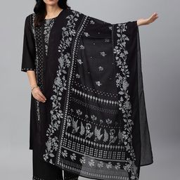 W White & Black Embroidered Dupatta-29