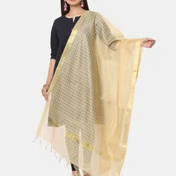 HELLA FASHIONS Checked Silk Dupatta-49