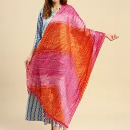Dupatta Bazaar Pink & Orange Printed Dupatta-picture-17