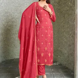 Seerat Ethnic Motifs Embroidered Thread Work Pure Silk Kurta with Trousers & Dupatta-image-11