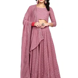 TIKODI Embroidered Sequinned Semi-Stitched Lehenga & Unstitched Blouse With Dupatta-picture-19