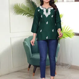 MISS CLOTHING Women Ethnic Motifs Embroidered Thread Work Kurti-image-38