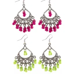 Creative Frogs Silver Oxidize Drop Earrings - Set Of 2-37