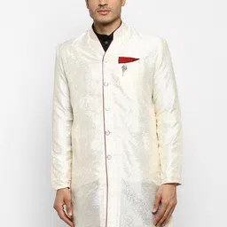 ROYAL KURTA Men Cream-Coloured Summer Sheers Silk Floral Print Kurta-picture-38
