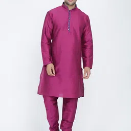 ROYAL KURTA Men Purple Thread Work Summer Sheers Kurta Set-picture-17