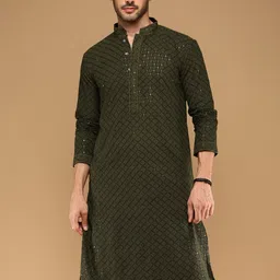 Sanwara Men Thread Work Summer Sheers Kurta-34