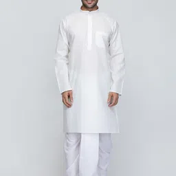 ROYAL KURTA Men Cream-Coloured Thread Work Summer Sheers Kurta-9