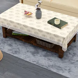 Kuber Industries Cream-Coloured & Grey Printed 4-Seater Table Cover-29