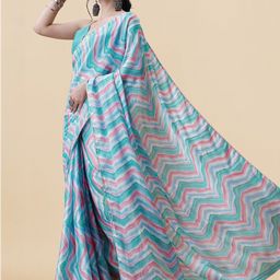 MIRCHI FASHION Blue & Pink Leheriya Gotta Patti Poly Chiffon Leheriya Saree-19