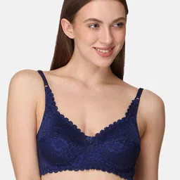 LOTUSLEAF Blue Floral Lace T-Shirt Bra-image-5