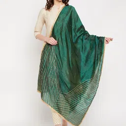 Clora Creation Green Embroidered Dupatta with Gotta Patti-picture-10