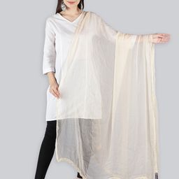 Seva Chikan Crochet Embroidered Dupatta with Mukaish-2