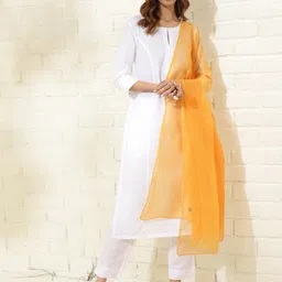 Fabindia Checked Woven Design Cotton Silk Dupatta-image-37