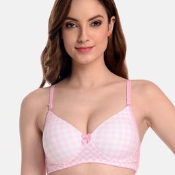 LOTUSLEAF Pink & White Lightly Padded Bra-image-92