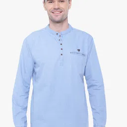 Kuons Avenue Tailored Fit Mandarin Collar Long Sleeve Denim Casual Shirt-image-33